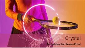  Presentation with female sport - PPT theme having illuminated-plants-and-circle-over background and a red colored foreground