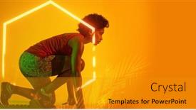  Presentation with hexagon - PPT layouts enhanced with illuminated-plants-and-hexagon-over background and a gold colored foreground
