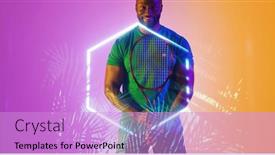  Presentation with hexagon - Slides enhanced with illuminated-plants-and-hexagon-over background and a lilac colored foreground