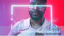  Presentation with face match - Presentation theme enhanced with illuminated-rectangle-and-plant-over background and a light blue colored foreground