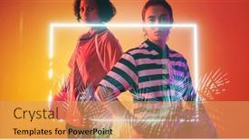  Presentation with female sport - Slides having illuminated-rectangle-and-plants-over background and a yellow colored foreground