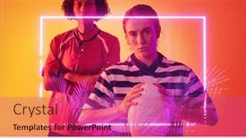  Presentation with female sport - Slide set with illuminated-rectangle-and-plants-over background and a coral colored foreground