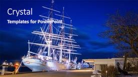  Presentation with sail - Presentation theme having illuminated-sail-ship background and a navy blue colored foreground