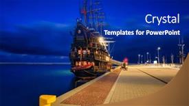  Presentation with sail - PPT theme enhanced with illuminated-sail-ship background and a royal blue colored foreground