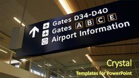  Presentation with airport facial recognition - Colorful slide set enhanced with illuminated sign in newly opened backdrop and a tawny brown colored foreground