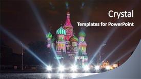 Presentation with spotlight - Presentation theme having illuminated st basil cathedral and spotlight at night in red square in moscow russia background and a wine colored foreground
