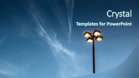  Presentation with light blue - Presentation theme consisting of illuminated street light lamp post background and a ocean colored foreground