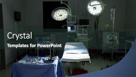  Presentation with medical dark - PPT theme enhanced with illuminated-surgical-lights-medical-equipment background and a tawny brown colored foreground