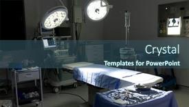  Presentation with medical dark - Presentation featuring illuminated-surgical-lights-medical-equipment background and a ocean colored foreground