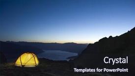  Presentation with illuminated - Audience pleasing theme consisting of illuminated tent by the lakeshore backdrop and a wine colored foreground