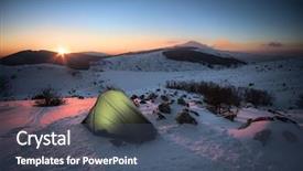  Presentation with snow blizzard in winter - Cool new slide set with illuminated tent on the snow backdrop and a ocean colored foreground