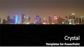  Presentation with qatar - Theme enhanced with illuminated towers of doha qatar background and a black colored foreground