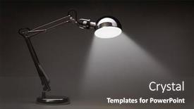  Presentation with illuminated - Slide deck consisting of illuminated-vintage-black-desk-lamp background and a dark gray colored foreground