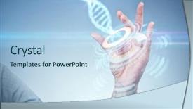  Presentation with illuminated - Slides having illuminated volume knob with dna background and a sky blue colored foreground