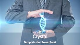  Presentation with image encryption based on dna - Amazing PPT theme having illuminated volume knob with dna backdrop and a teal colored foreground