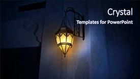  Presentation with islamic - PPT theme enhanced with illuminated wall mounted islamic lamp background and a navy blue colored foreground