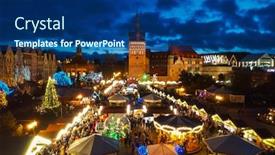  Presentation with fair - PPT theme with illuminatedl-christmas-fair background and a ocean colored foreground