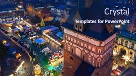  Presentation with fair - Presentation theme consisting of illuminatedl-christmas-fair background and a navy blue colored foreground