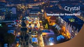  Presentation with fair - Presentation theme featuring illuminatedl-christmas-fair background and a navy blue colored foreground