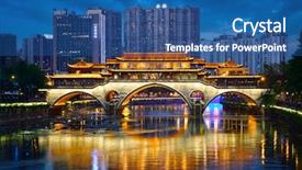  Presentation with illumination - Presentation theme having illumination - famous landmark of chengdu background and a ocean colored foreground