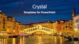  Presentation with bridge over troubled waters - Cool new slides with illumination - famous venetian tourist landmark rialto backdrop and a ocean colored foreground