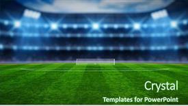  Presentation with illumination - PPT theme having illumination - green soccer stadium illuminated field background and a forest green colored foreground
