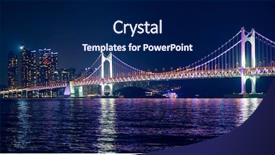  Presentation with illuminated - Cool new slide deck with illumination - gwangan bridge and skyscrapers illuminated backdrop and a navy blue colored foreground