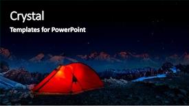  Presentation with red star - PPT theme featuring illumination - night bivouac in mountains milion background and a black colored foreground