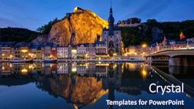  Presentation with illumination - Slide deck having illumination - night view of dinant town background and a navy blue colored foreground