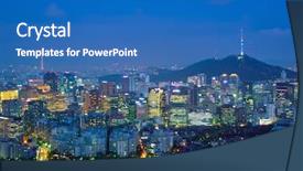  Presentation with mountain view - Beautiful PPT layouts featuring illumination - seoul downtown cityscape illuminated backdrop and a teal colored foreground