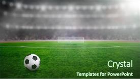  Presentation with stadium - Theme enhanced with illumination - soccer ball on green stadium background and a forest green colored foreground