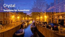  Presentation with canal - Theme enhanced with illumination - typical netherlands city view background and a cobalt blue colored foreground