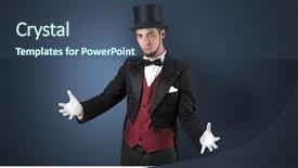  Presentation with illusion - Slides consisting of illusion - handsome magician with no graph background and a ocean colored foreground