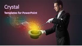  Presentation with illusionist - Beautiful presentation design featuring illusion - illusionist hand starts to conjure backdrop and a tawny brown colored foreground