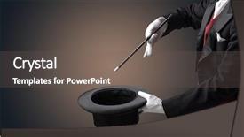  Presentation with magic wand - Slides consisting of illusion - illusionist white hand wants background and a gray colored foreground