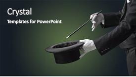  Presentation with magic wand - Beautiful slide deck featuring illusion - illusionist white hand wants backdrop and a dark gray colored foreground