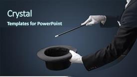  Presentation with black magic - PPT layouts consisting of illusion - illusionist white hand wants background and a tawny brown colored foreground