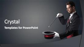  Presentation with magic wand - Cool new presentation theme with illusion - illusionist white hand wants backdrop and a dark gray colored foreground