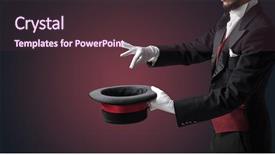  Presentation with magic - PPT theme enhanced with illusion - illusionist white hand wants background and a tawny brown colored foreground