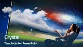  Presentation with illusion - Theme with illusion - image of young woman background and a ocean colored foreground