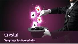  Presentation with conjuring - Audience pleasing presentation design consisting of illusion - magician with white gloves conjuring backdrop and a wine colored foreground