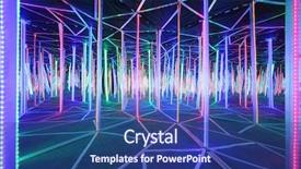  Presentation with mirror - Colorful slide deck enhanced with illusion - mirror labyrinth illuminated with bright backdrop and a ocean colored foreground