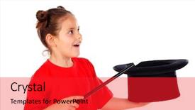  Presentation with pretty girl - Slide deck consisting of illusion - pretty little girl doing magic background and a red colored foreground