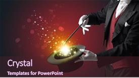  Presentation with conjuring - Beautiful slide deck featuring illusion - white glove hand conjuring something backdrop and a wine colored foreground