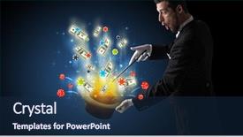  Presentation with magic wand - Slide set enhanced with illusionist conjure with magic wand background and a navy blue colored foreground