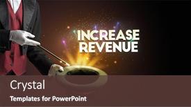  Presentation with revenue - Slide deck featuring illusionist-is-showing-magic-trick background and a tawny brown colored foreground