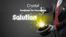  Presentation with illusionist - Presentation featuring illusionist-is-showing-magic-trick background and a dark gray colored foreground