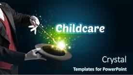  Presentation with illusionist - PPT layouts with illusionist-is-showing-magic-trick background and a navy blue colored foreground