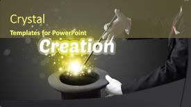  Presentation with illusionist - PPT theme consisting of illusionist-is-showing-magic-trick background and a tawny brown colored foreground