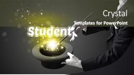  Presentation with illusionist - PPT layouts with illusionist-is-showing-magic-trick background and a tawny brown colored foreground